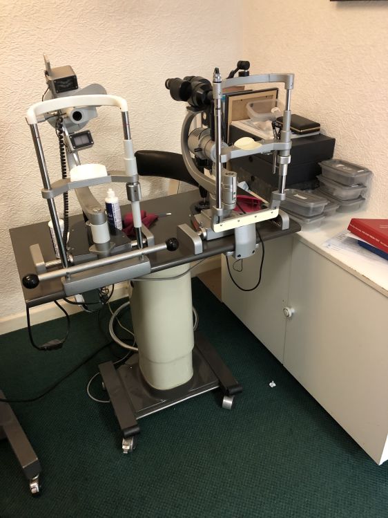 Slit lamp and Keratometer on electric table