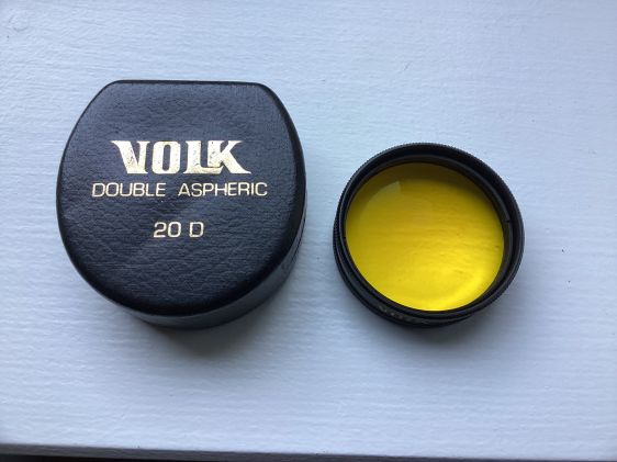 Volk 20D lens with yellow filter