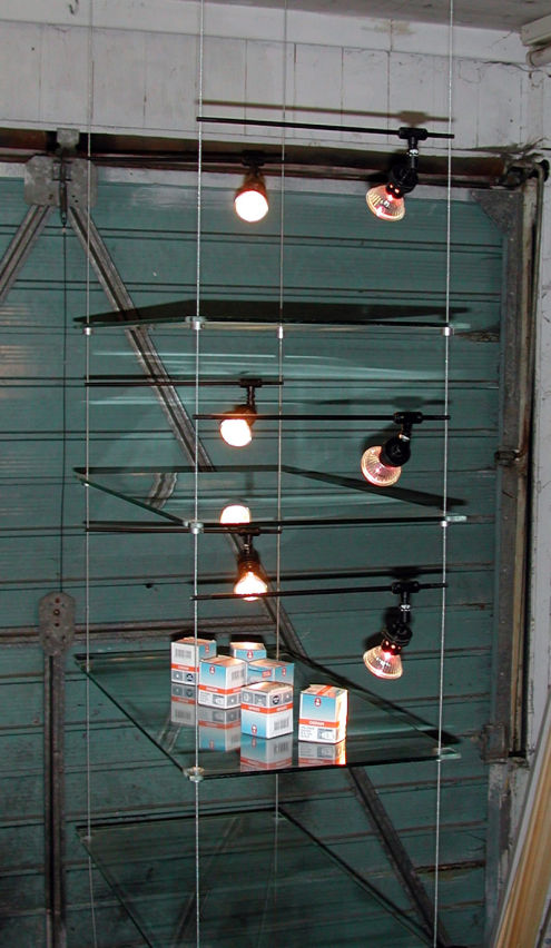 4 Cable suspended Toughened Glass Shelf Display