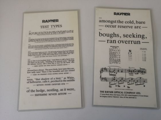 Near Vision Charts Rayner